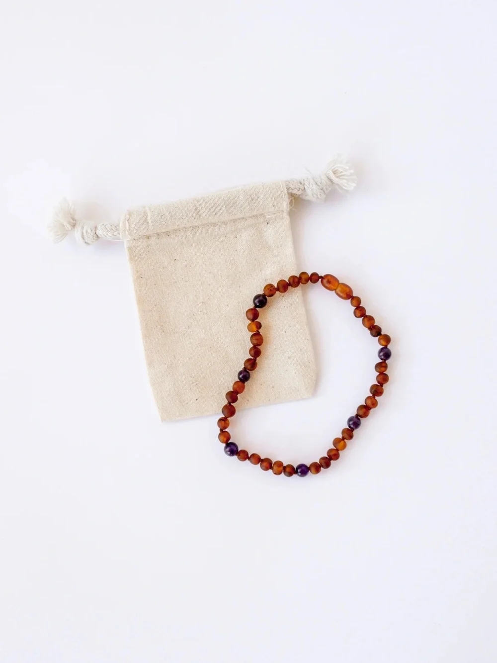 Raw Cognac Baltic Amber & Amethyst Halo Necklace 12” baby/child Necklace